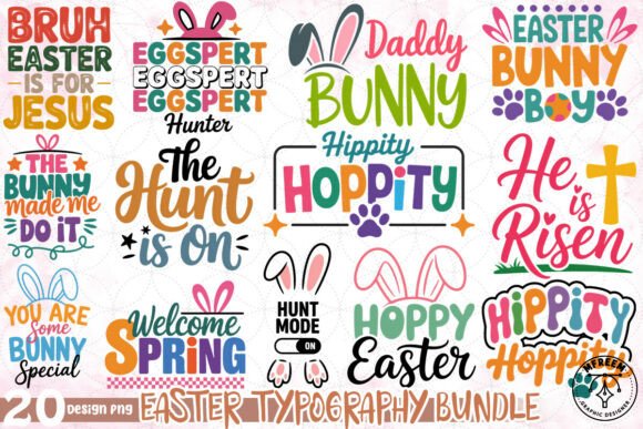 Download Easter Typography Bundle PNG - Easter typography Collection