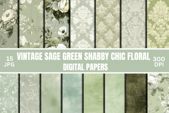 Download Sage Green Junk Journal Floral Patterns - Patterns Collection