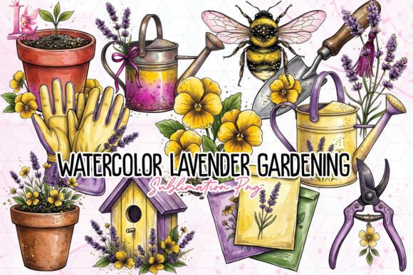 Download Watercolor Lavender Gardening PNG - Gardening png Collection