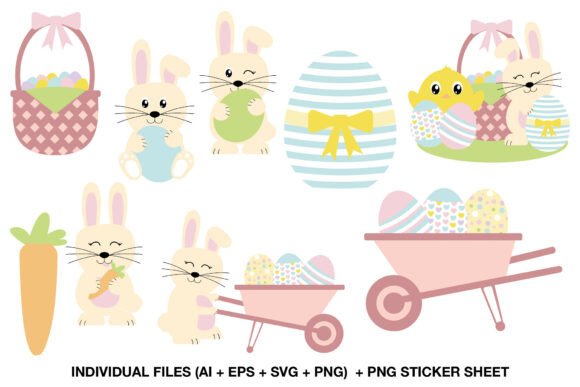 Download Pastel Easter Bunny Clipart Set - Pastel easter Collection
