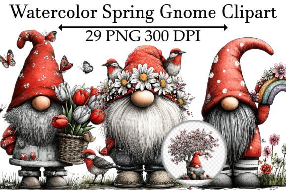 Download Watercolor Spring Gnome Clipart - Spring gnome clipart Collection
