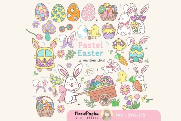 Download Pastel Easter Bunny Clipart, Chick, Eggs - Pastel easter Collection
