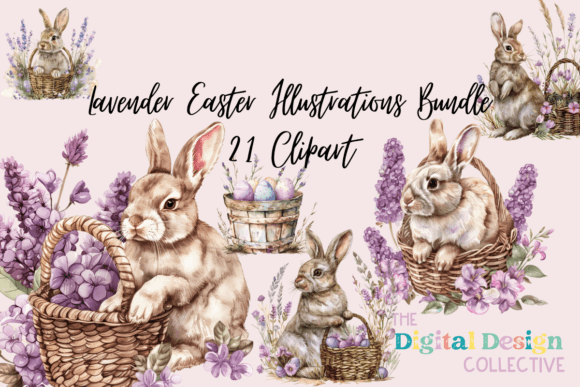 Download Lavender Easter Illustrations Bundle - Illustrations Collection