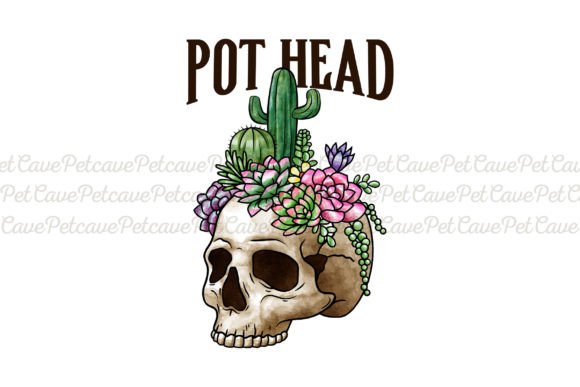 Download Pot Head Skull Watercolor Gardening PNG - Gardening png Collection