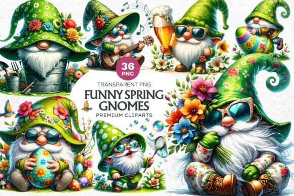 Download 36 Funny Spring Gnome Clipart Bundle - Spring gnome clipart Collection